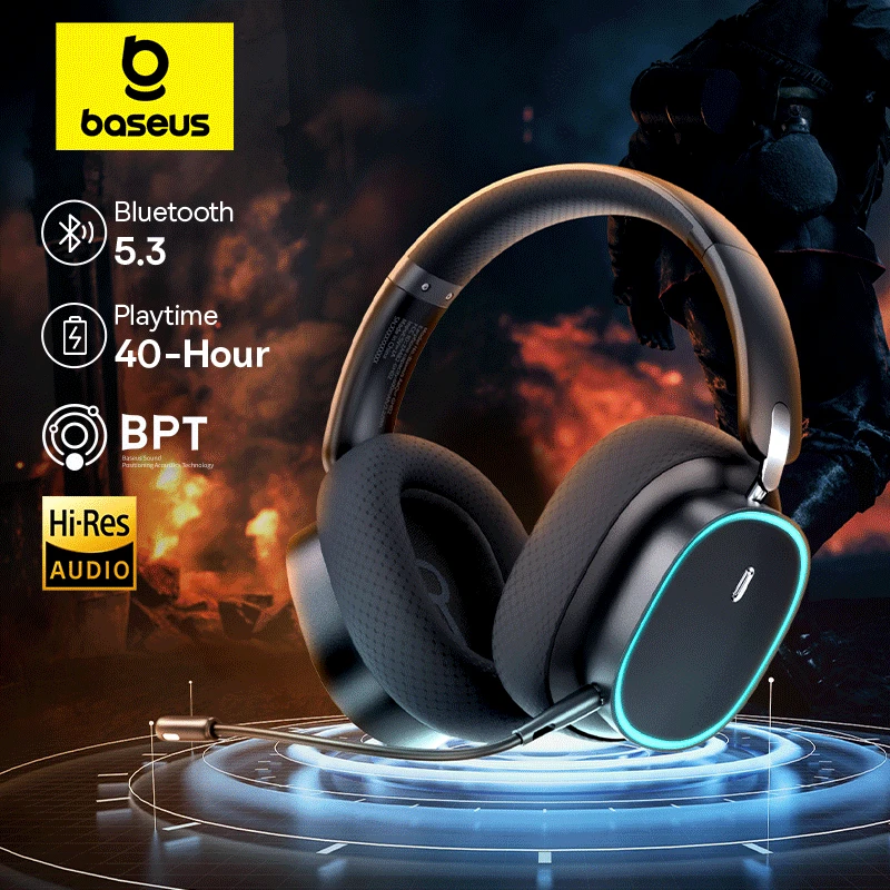 Baseus GH02 Gaming cuffie senza fili con microfono Bluetooth 5.3 40mm