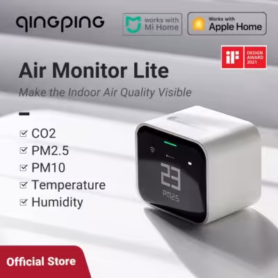 Monitor di qualità dell'aria WiFi 5 in 1 Qingping, compatibile con Apple HomeKit e con sensore di CO2.
