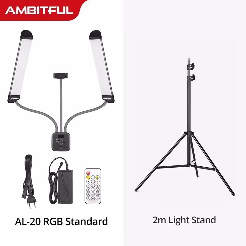 AMBITFUL AL-20 40W LED studijos šviesa su dvigubomis rankomis 3000K-6000K