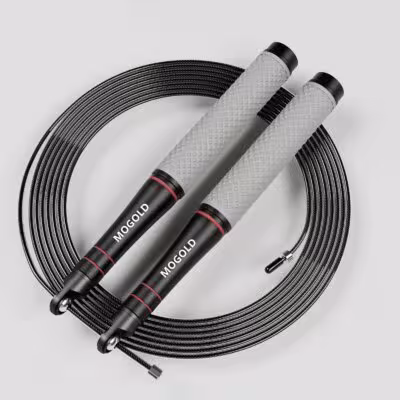 Speed jump rope with heavy construction, adjustable, easy, smooth rotating ball bearings