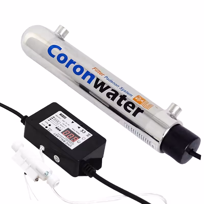Filtro per acqua a raggi ultravioletti Coronwater da 1 Gpm per sterilizzazione con interruttore di flusso