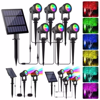 RGB saulės prožektorius LED sodui, 1-6 šviesos, IP65