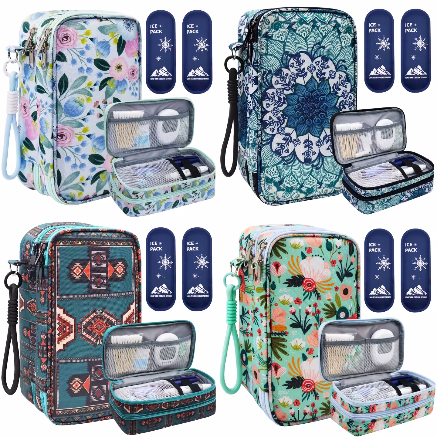Insulin cooler bag with ice for diabetics medicine organizer