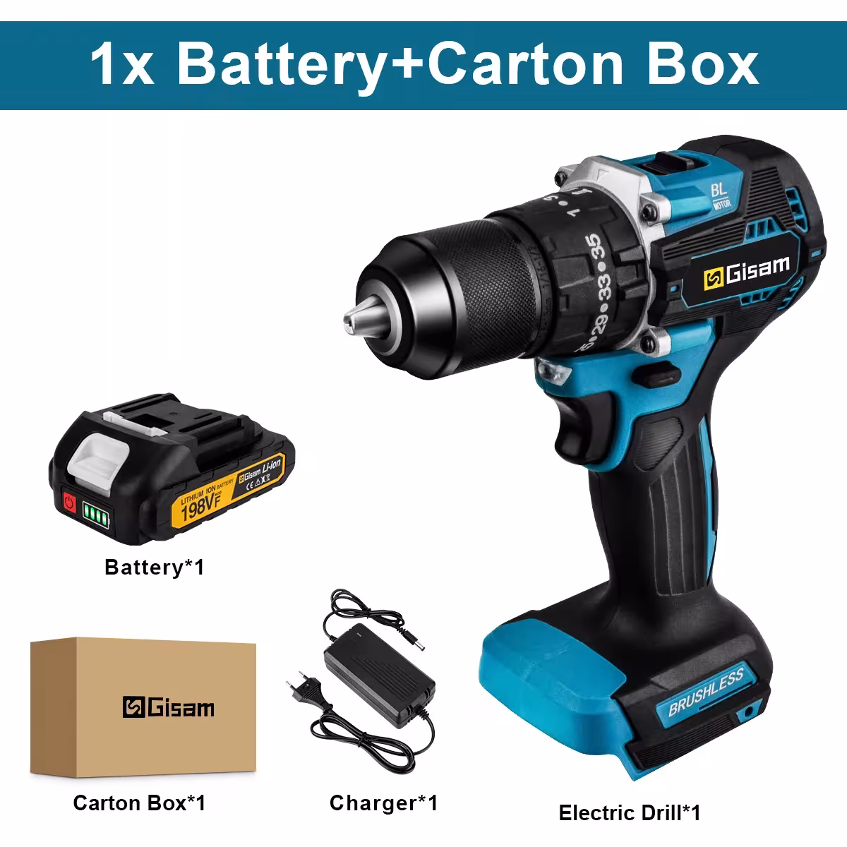Gisam 13mm 35 + 3 perceuses électriques rotatives Makita 18V