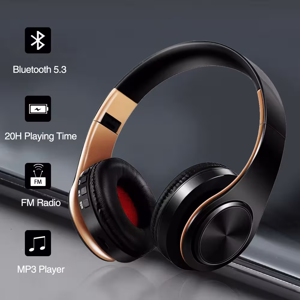 Cuffie stereo HIFI Bluetooth 5.3 radio FM MP3 scheda SD microfono