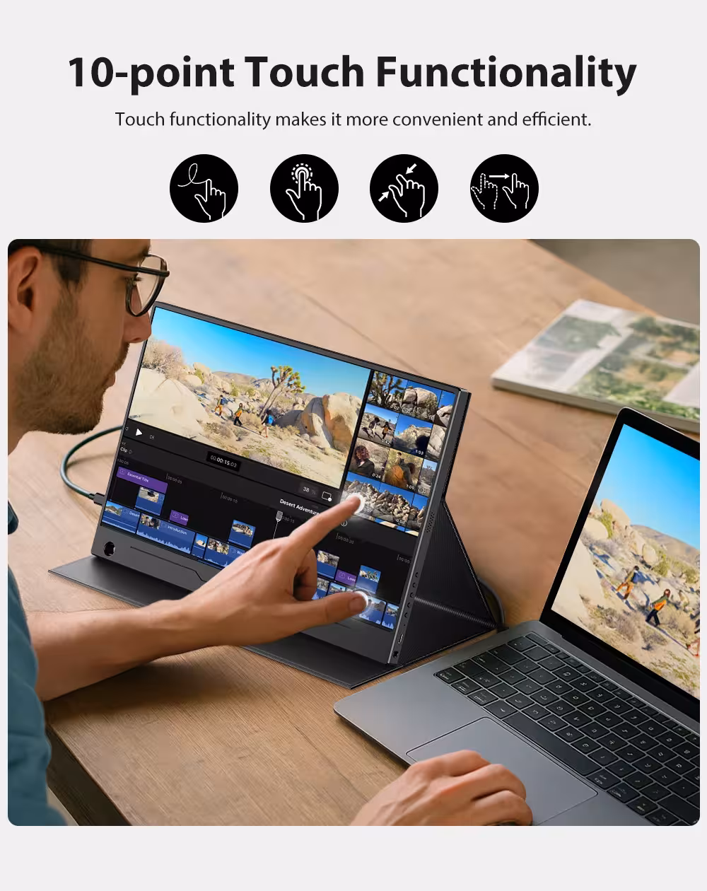 UPERFECT 14 inch sensor touch screen 1080P game portable monitor HDMI USB- C