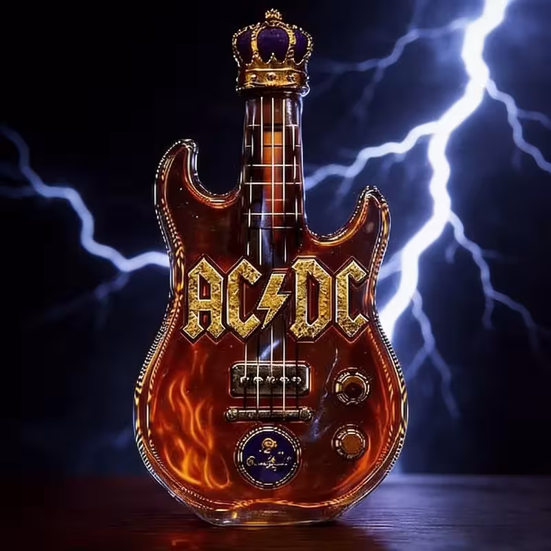 Decanter per whisky in vetro a forma di chitarra elettrica ispirato agli AC/DC
