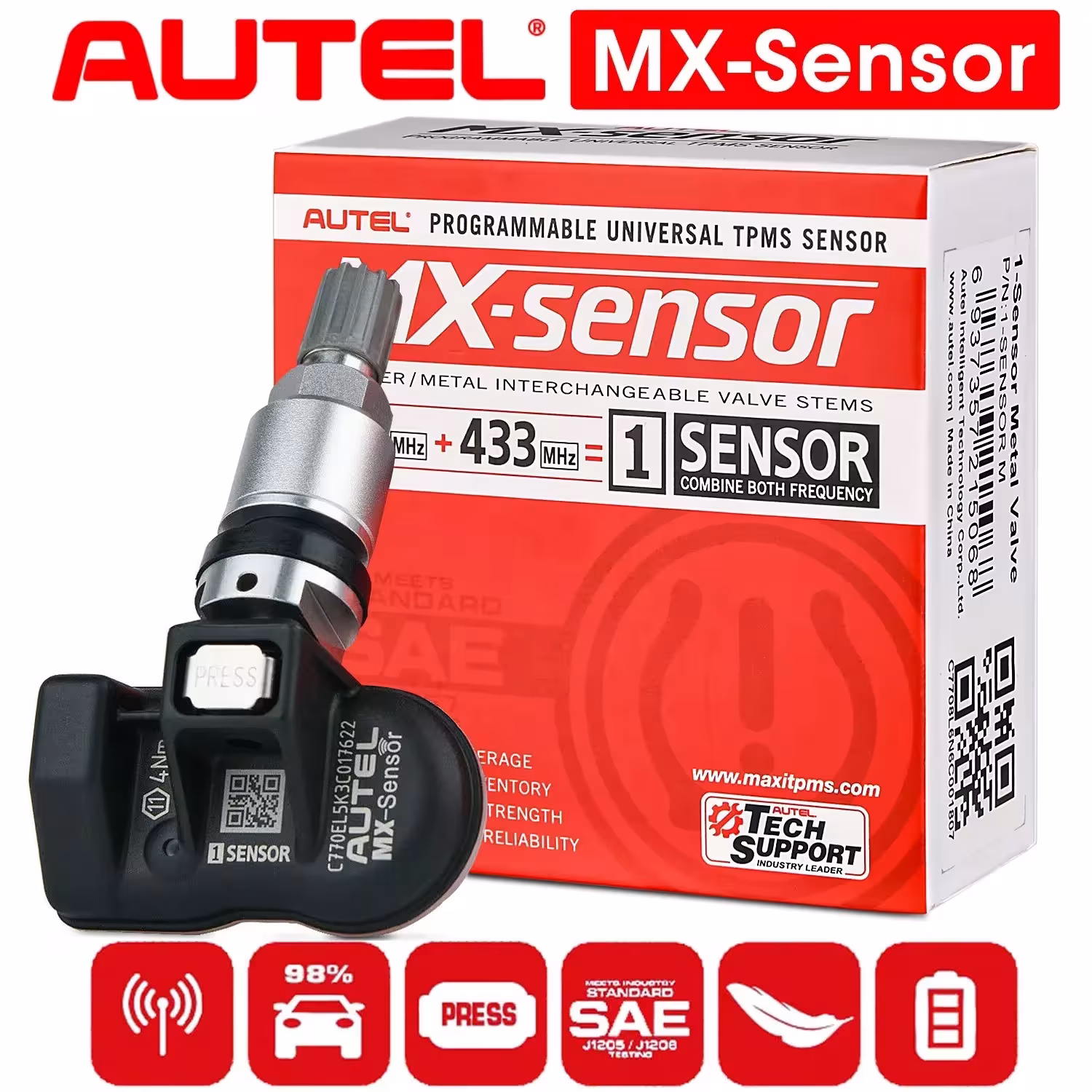 Autel TPMS MX Jutiklis 315MHz 433MHz 2in1 Padangų Slėgio Stebėjimo Įrankis