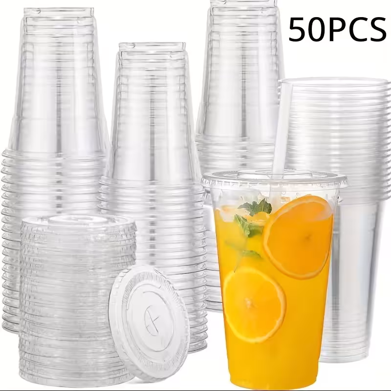plastikiniai puodeliai su dangčiais