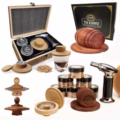 Set fumo coke con trucioli di legno e accessori per il bar