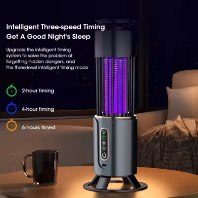 HOMEFISH Lampada trappola per insetti elettrica a LED con ricarica USB e funzione antizanzare.