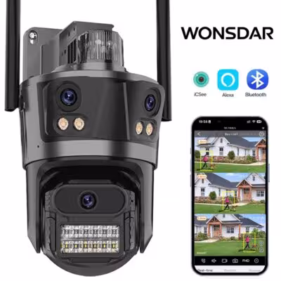 WONSDAR telecamera IP WiFi con tre schermi PTZ Smart Human Detection