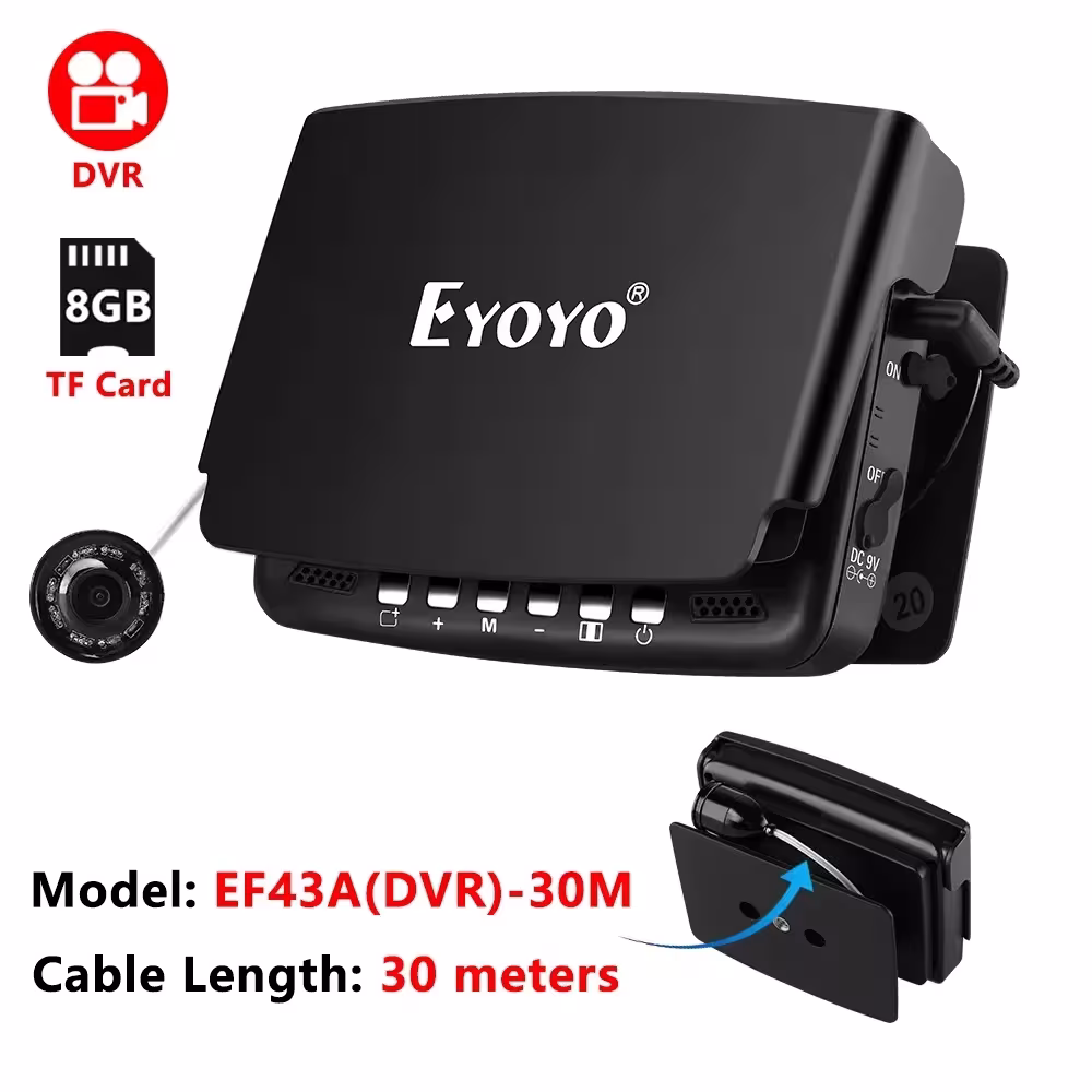 Telecamera da pesca Eyoyo 15M 20M 25M luce LED monitor 4,3 pollici 1000TVL