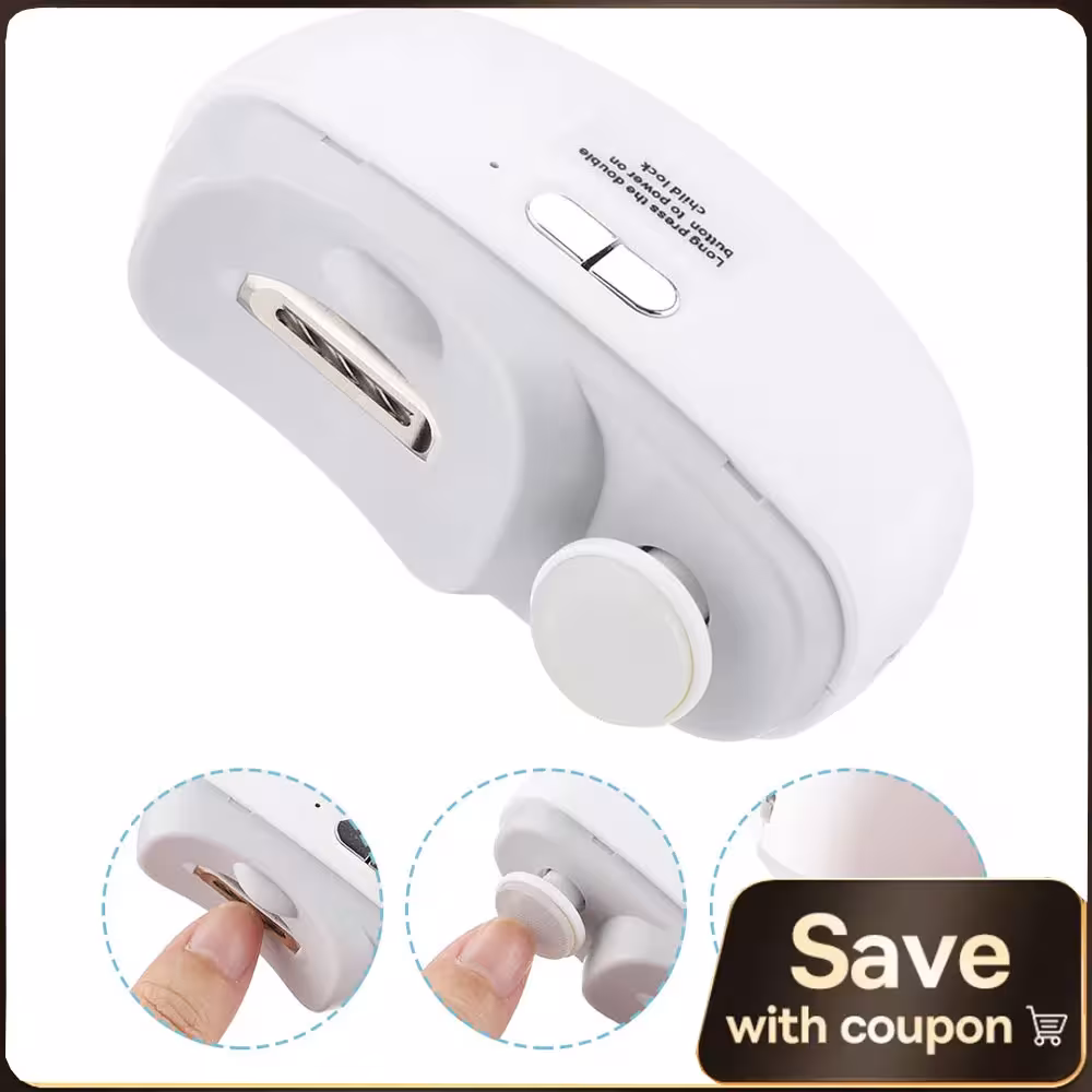 Cortauñas eléctrico con recortador de manicura automático y luz para adultos y bebés