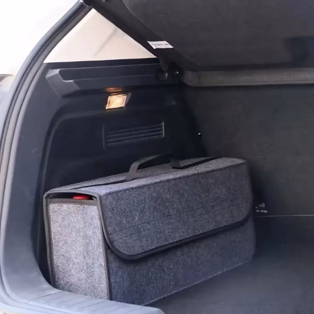 Gray Auto-Closing Luggage Organizer with Lids for Car