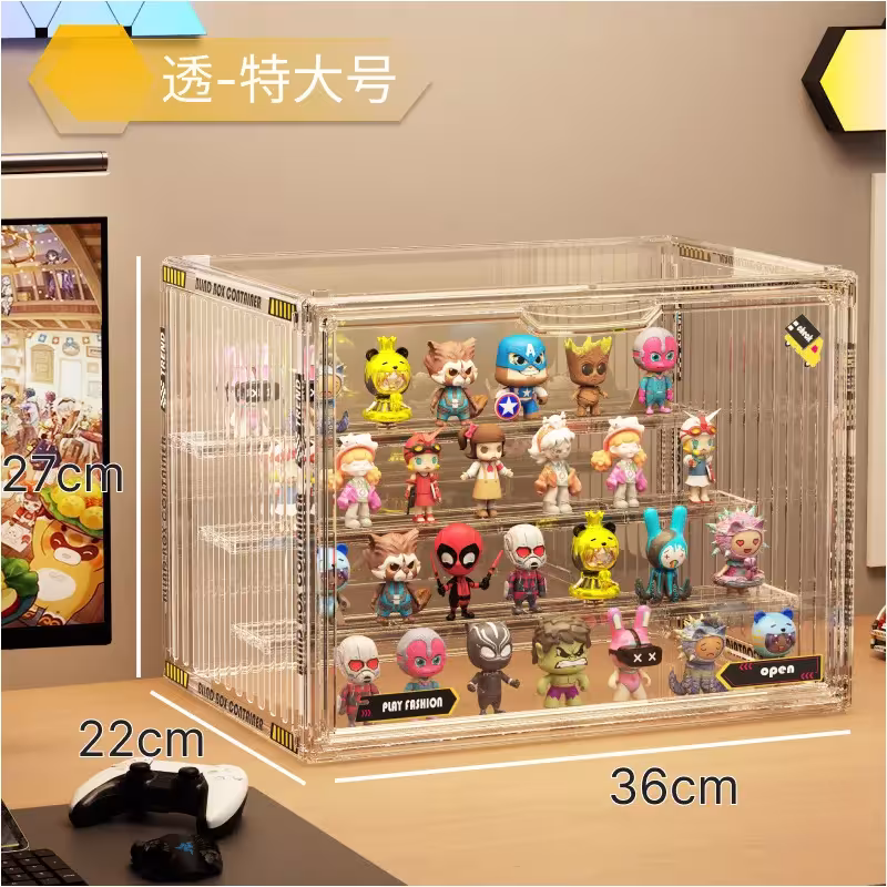 Pop Mart 3 strati acrilico trasparente display per figure e ornamenti 34cm
