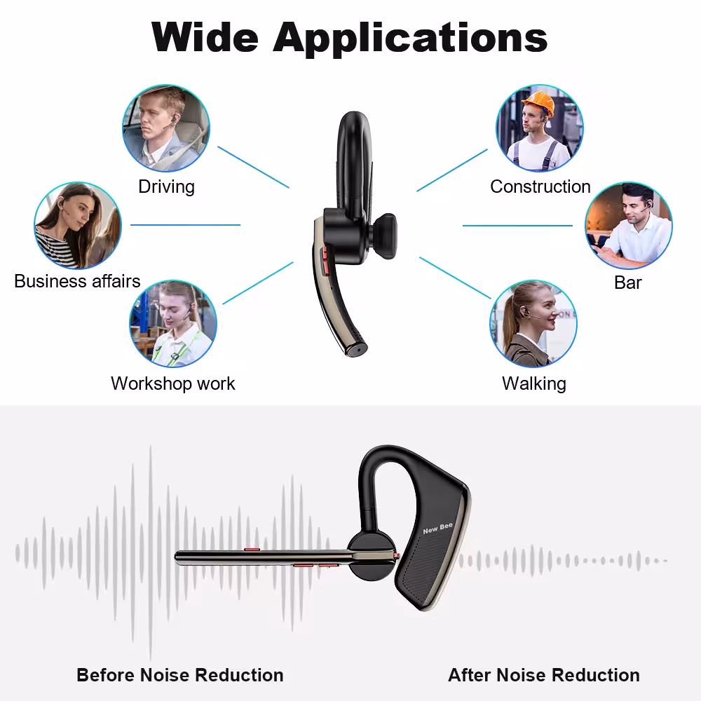 auriculares Bluetooth inalámbricos con supresión de ruido