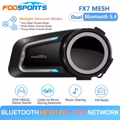Fodsports FX7 casque de douche Bluetooth interphone 10 coureurs 2000m radio FM