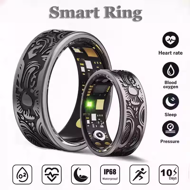 Smart ring heart rate blood pressure oxygen monitoring