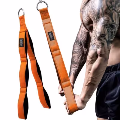 6-ring tricep training rope with adjustable length setting