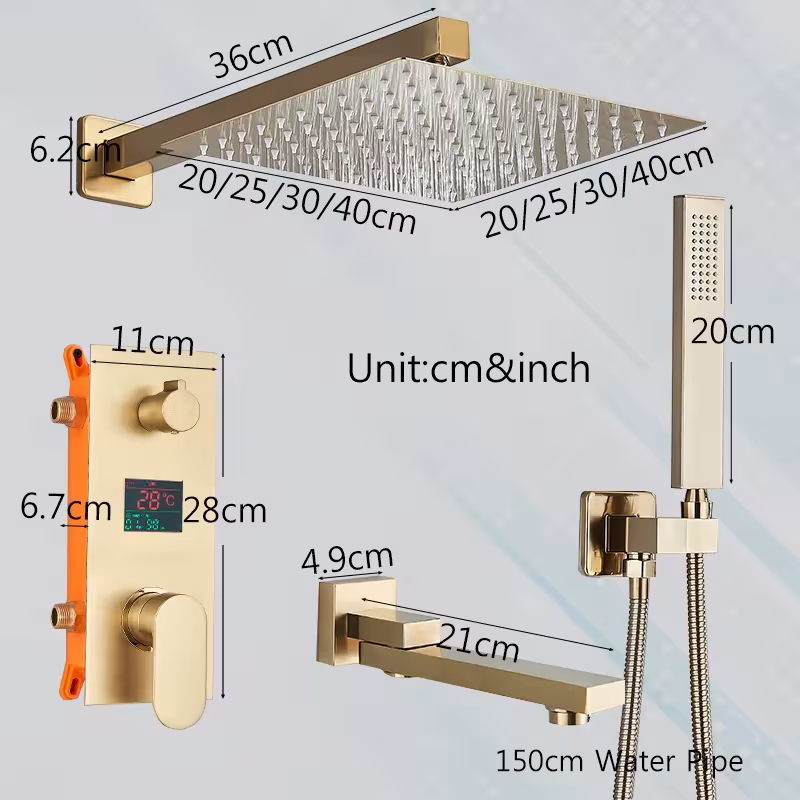 concealed shower system gold