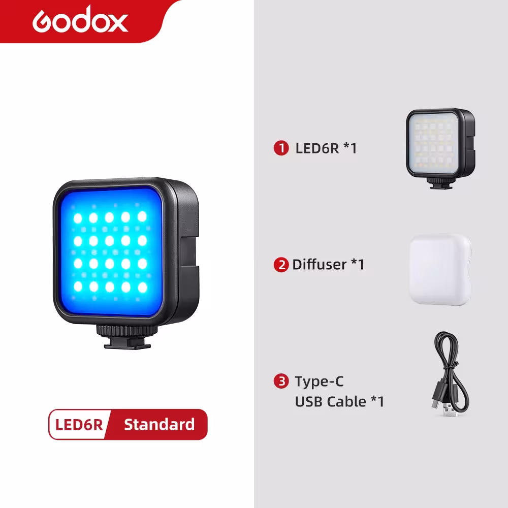 Godox LED 6R RGB luce video portatile con 13 effetti e batteria