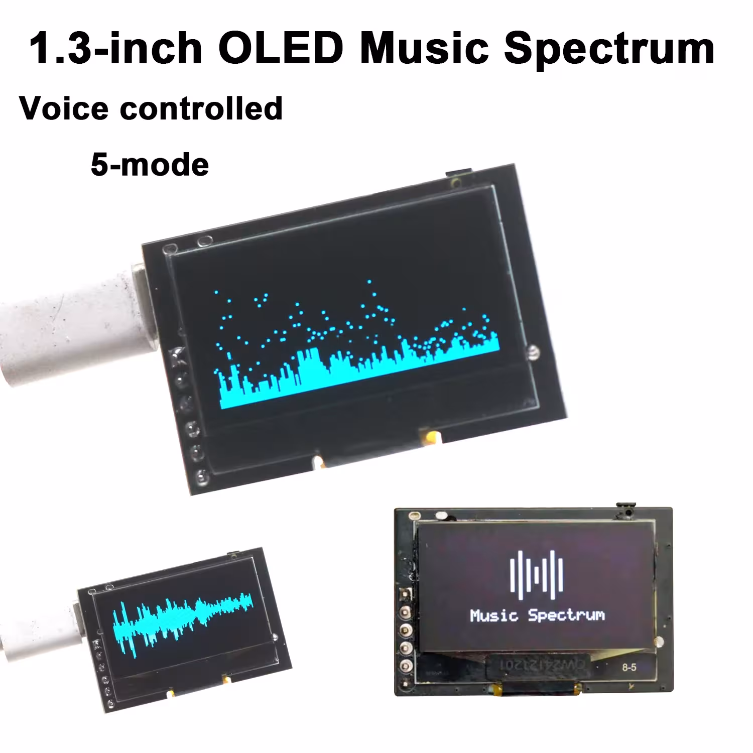 Sound spectrum light with OLED display and USB power supply