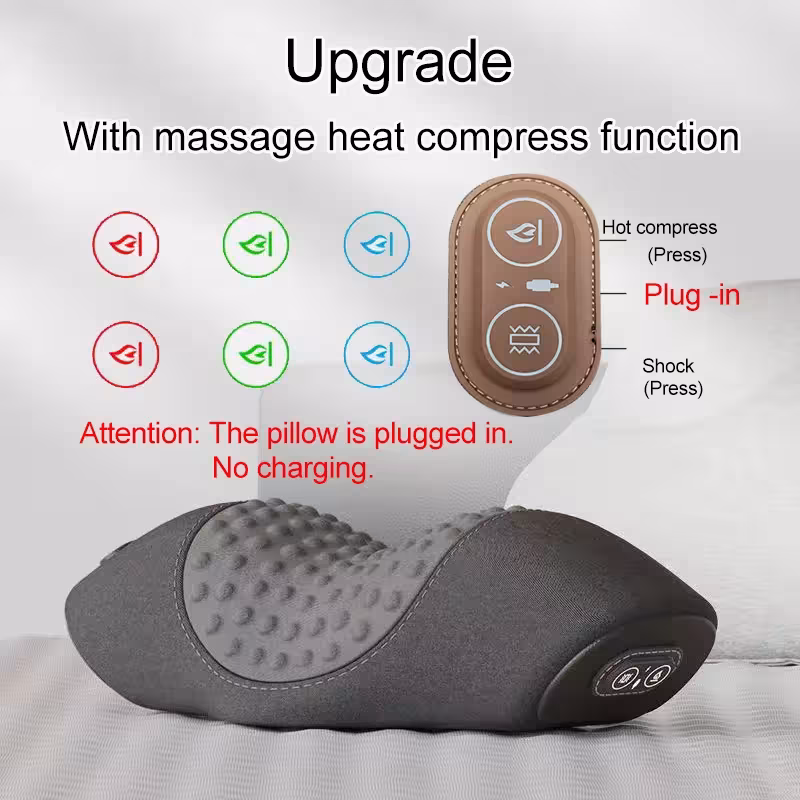 Oreiller de massage électrique avec chauffage et vibration pour le sommeil