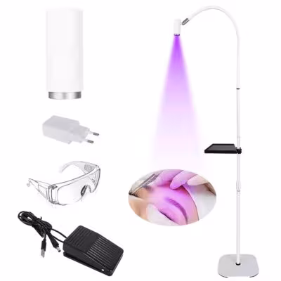 Lámpara UV para extensiones de pestañas de 2W-6W con pedal y luz de enfoque ajustable