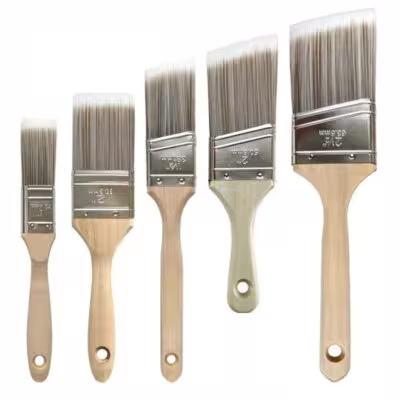 5 dalių dažų šepetėlių rinkinys baltas kavinis ilgas šepetėlis nailono