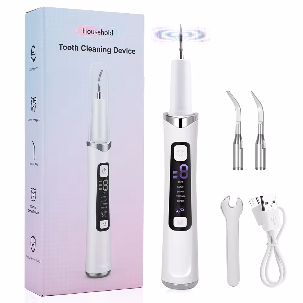 Ultrasonic Dental Scaler Tartar Remover Strumento per la pulizia dei denti a 5 modalità con luce LED