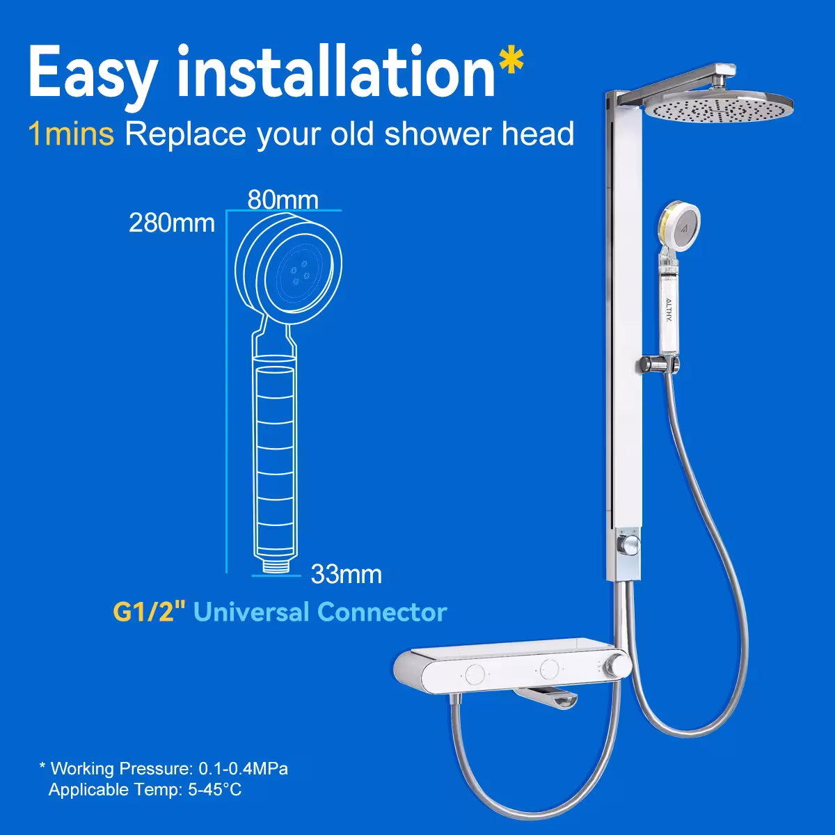 pommeau de douche filtrant à la vitamine C