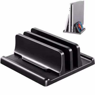 Soporte vertical para portátil 4 en 1 para escritorio, ahorra espacio.