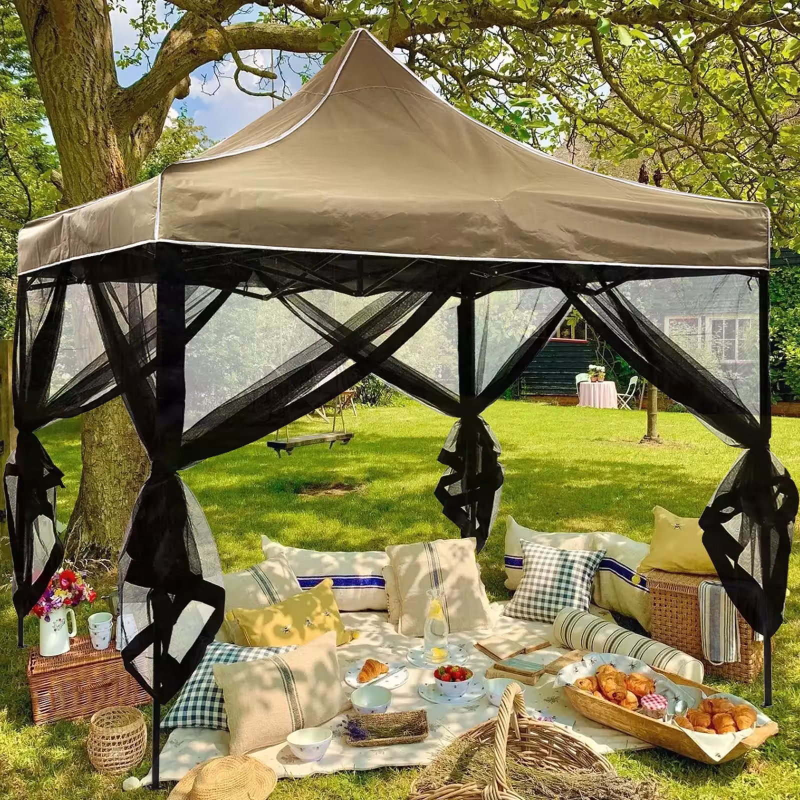 Moskitonetz für Gartenpavillons, 4-teilig, universeller Ersatz für Terrasse, Garten oder Veranda