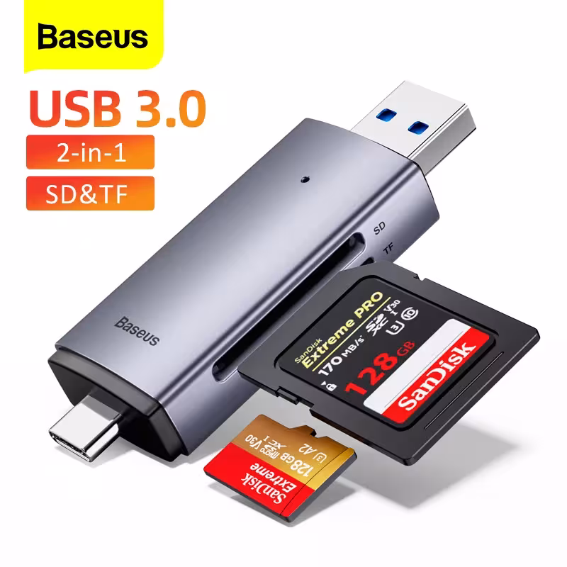 Lecteur de carte Baseus USB 3.0 Type C pour carte mémoire micro SD TF