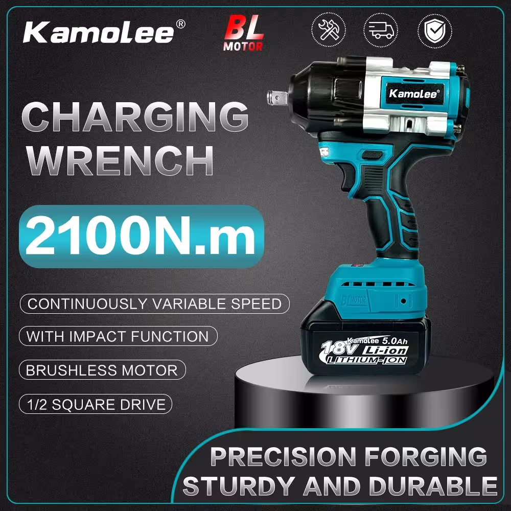 Clé à chocs électrique sans fil Kamolee 2100N.m avec batterie Makita 18V-21V