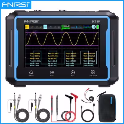 FNIRSI 2C53P Pantalla táctil Osciloscopio digital multimetro Generador de señales 3 en 1 50MHz doble canal