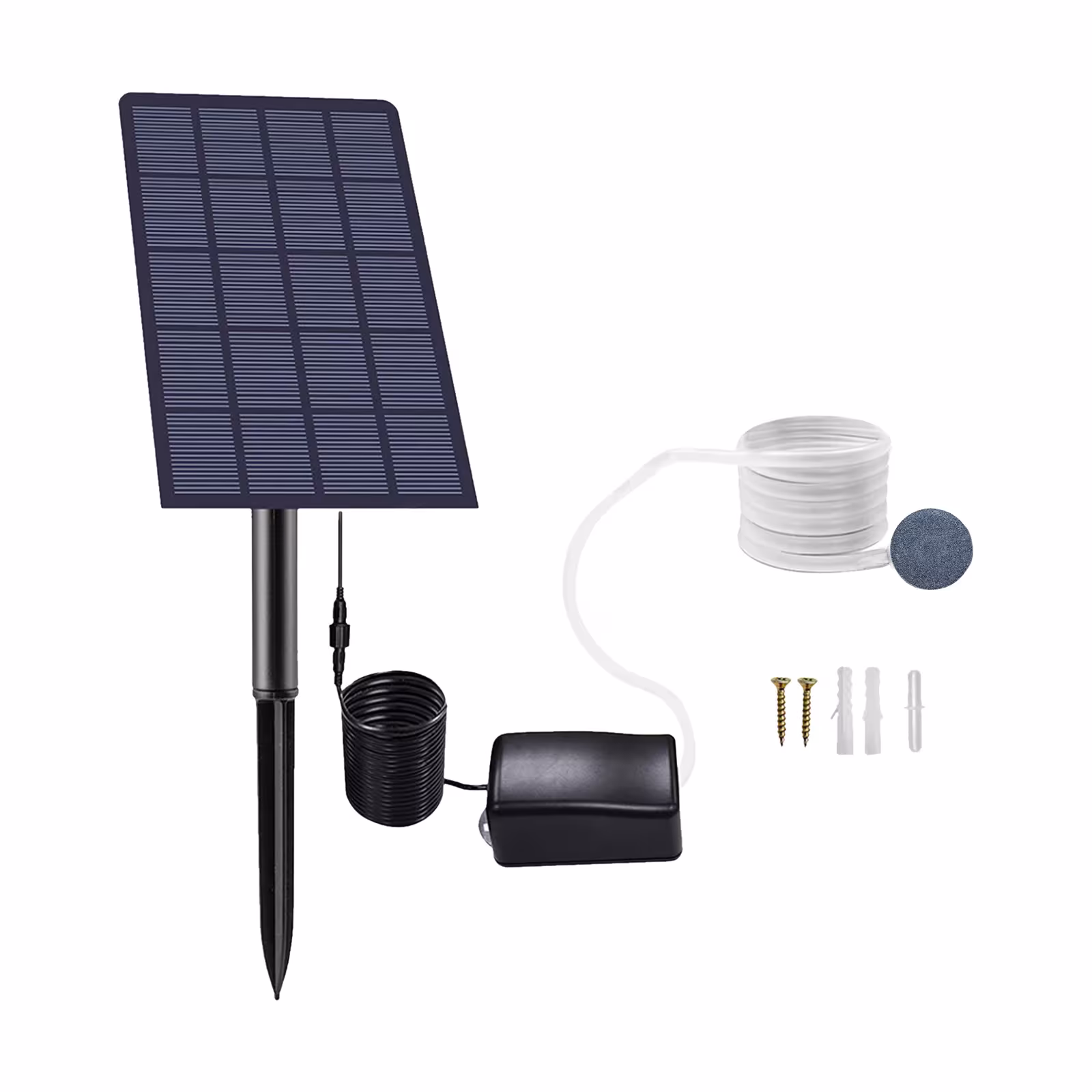 Aireador de acuario de energía solar de 2W con piedras difusoras y tubo