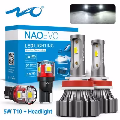 NAO H4 LED H7 CANBUS cordless LED front light lamp HB4 HB3 H9 H8 9005 9006 mini 6000K white