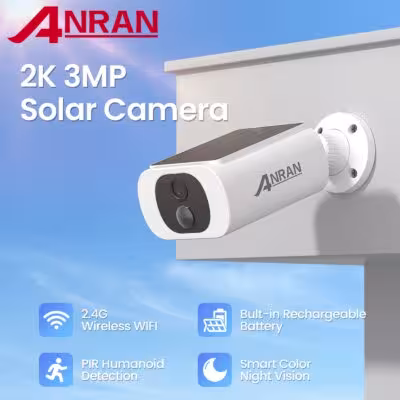 ANRAN telecamera di sicurezza solare esterna con batteria 3MP WiFi notte colorata