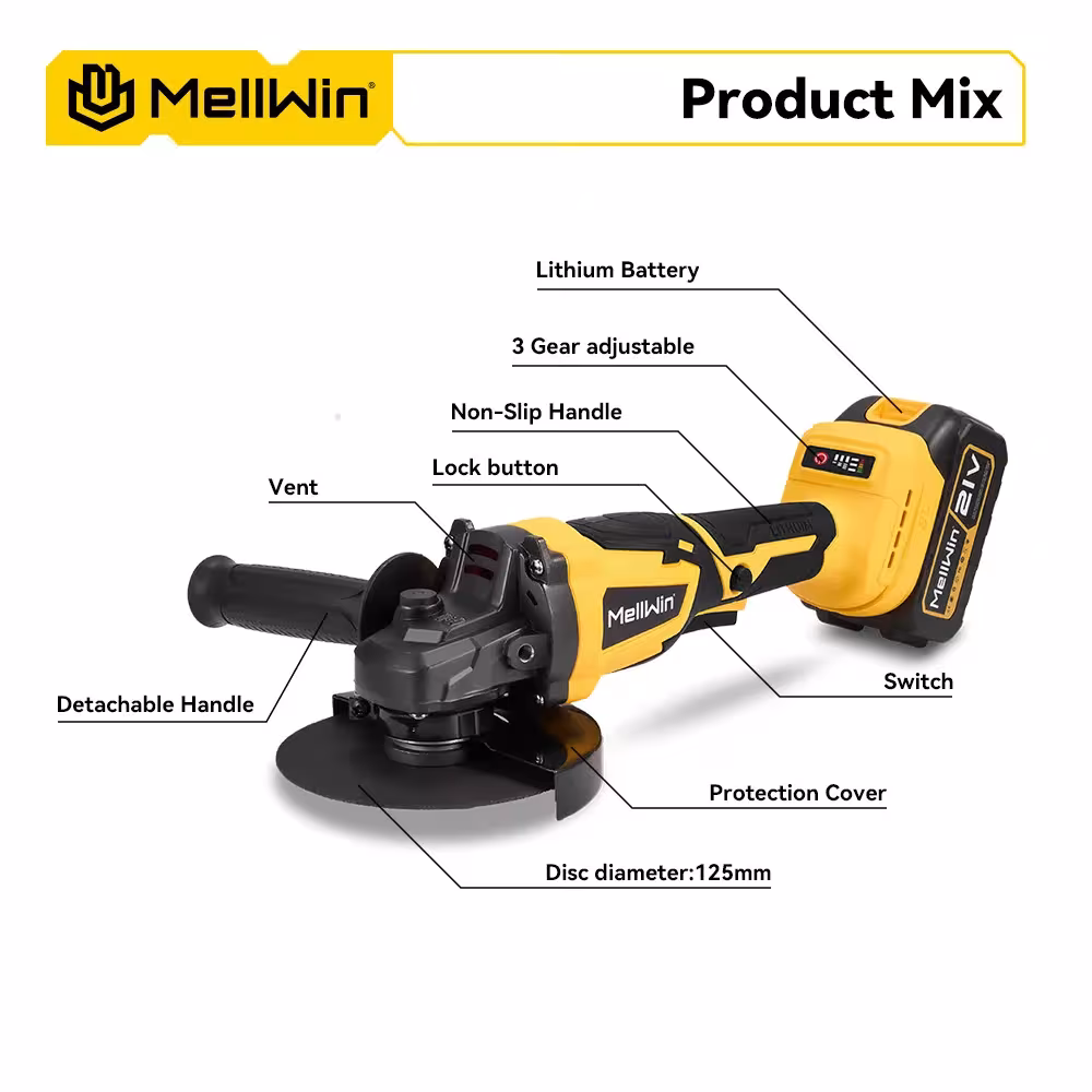 cordless angle grinder 125mm