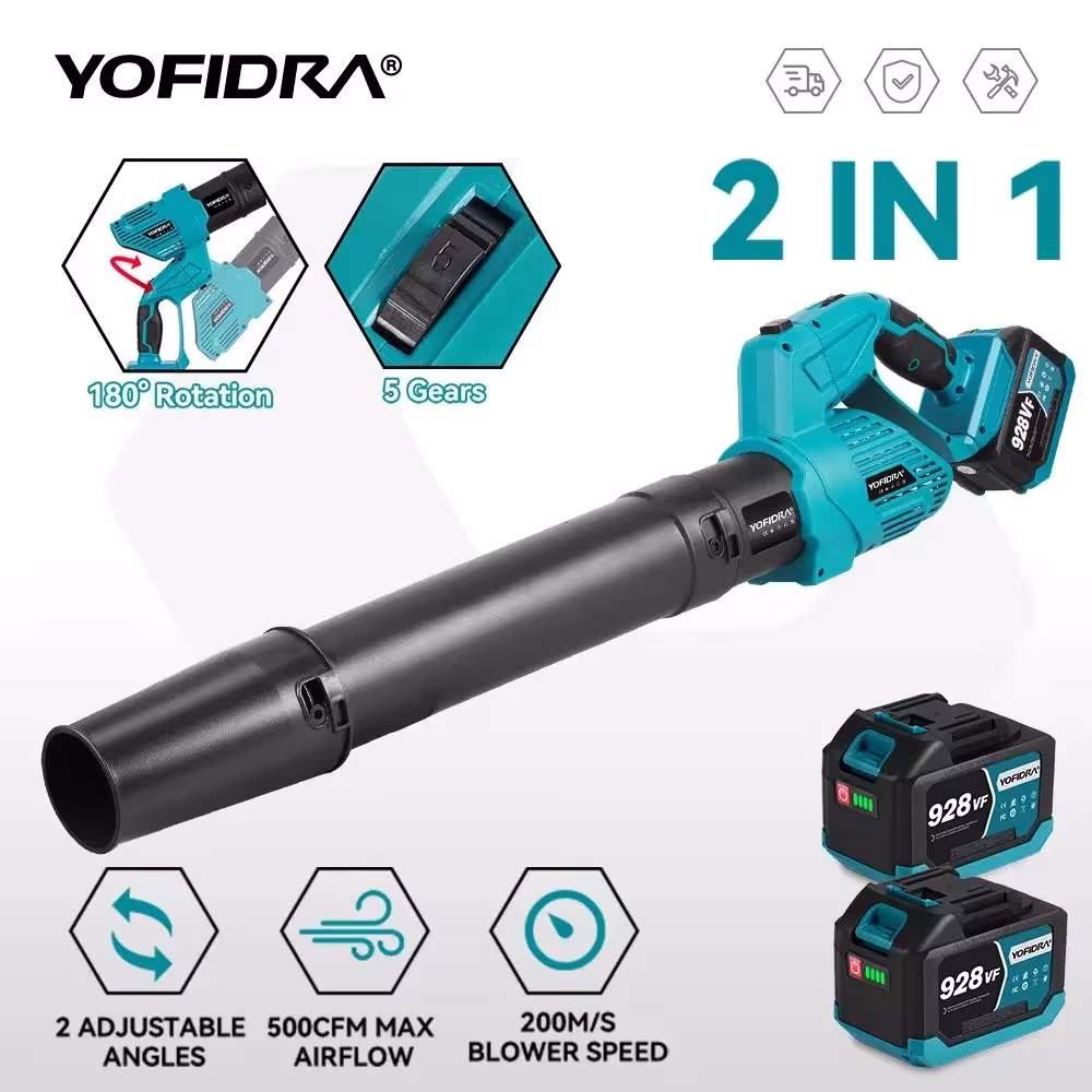 Souffleur turbo électrique sans balais YOFIDRA 3000W, 300 000 tr/min, avec batterie Makita 18V