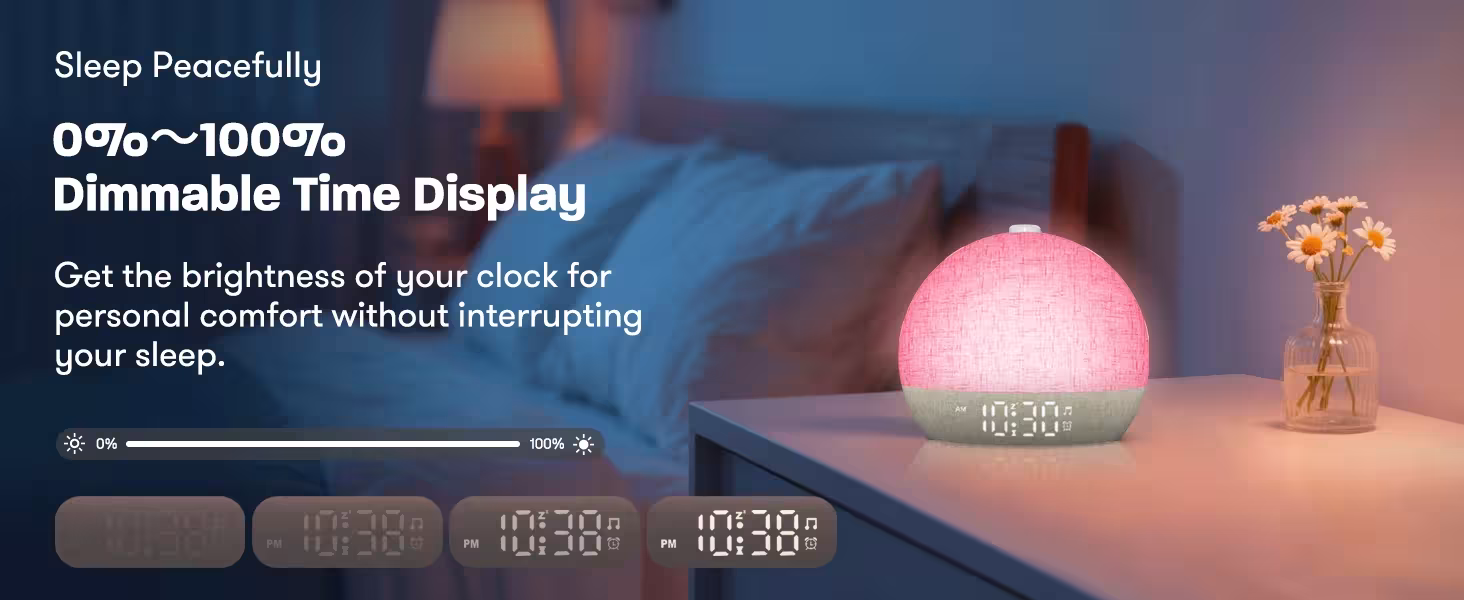 alarm clock with light and white noise