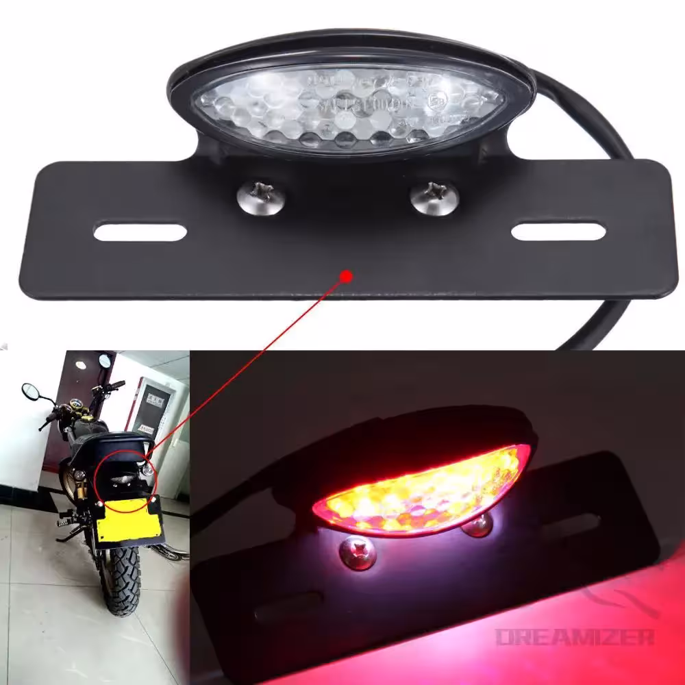 Motorcycle LED license plate holder with tail light Yamaha TW200 XS650