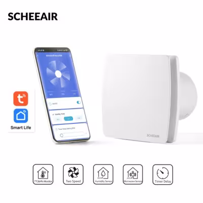 100mm Tuya Smart Life WiFi Smart Bagno Ventilatore Nova100 con sensore di umidità