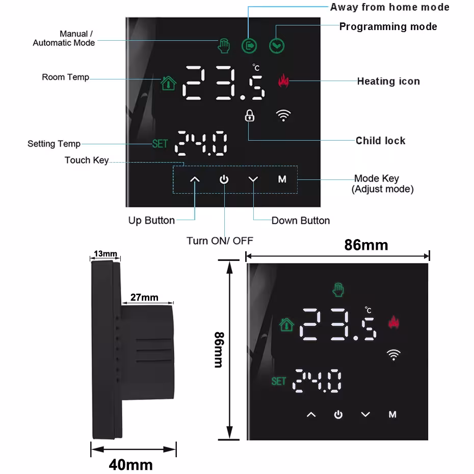 WiFi smart heating thermostat