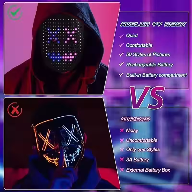 Masque LED avec capteur de gestes