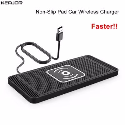 Cargador de coche inalámbrico para teléfonos de 15W, base de silicona para iPhone Samsung Xiaomi