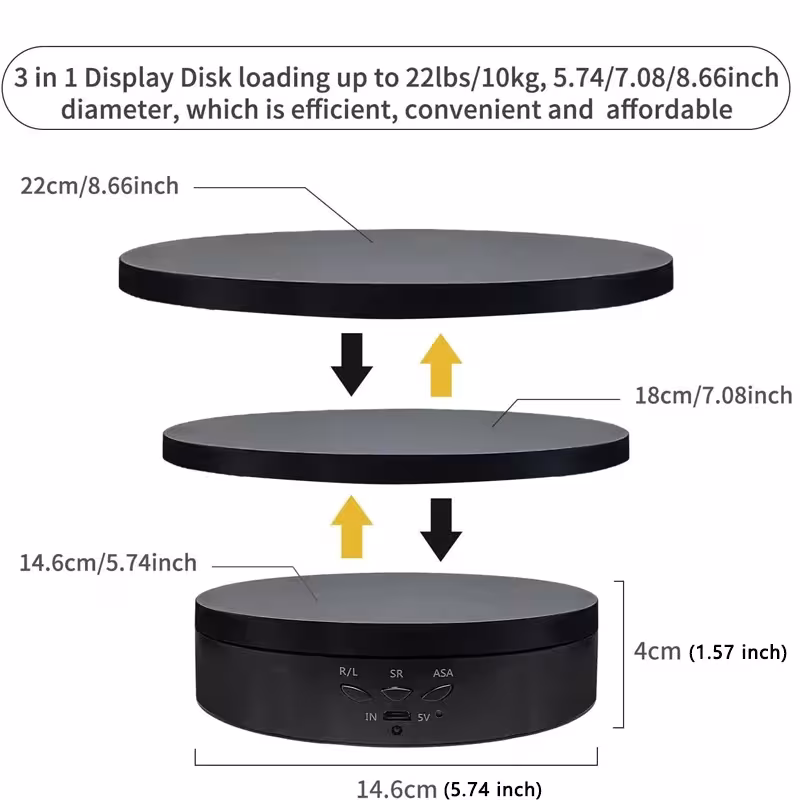 Elektrischer Drehteller 360 ° mit 3 Geschwindigkeiten für USB-Aufladung