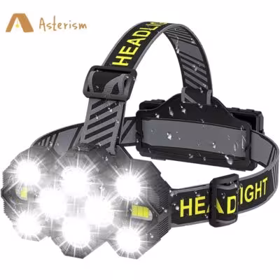 USB įkraunamas galvos žibintas su 10 LED ir 8 režimais